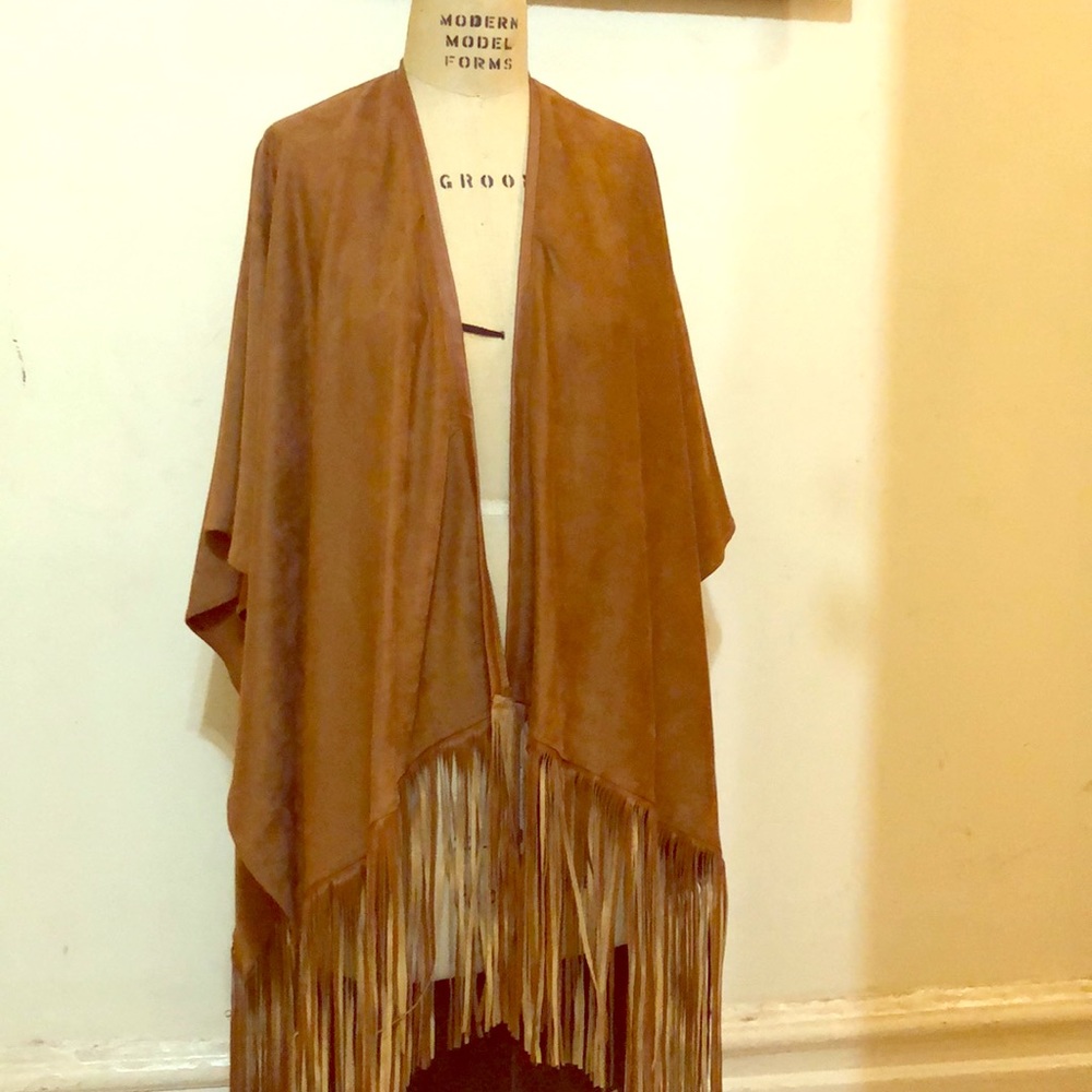 Tan Fringe Poncho